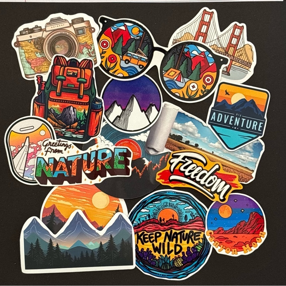 15pc Gorpcore Vinyl Stickers Adventure Travel Nature Theme Waterproof Crafts